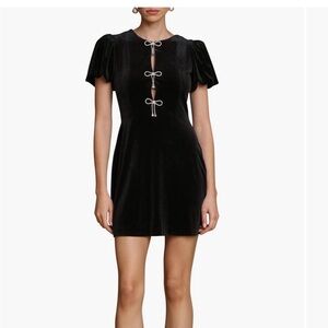 Avec Les Filles Black Mini Dress with Bow Accents